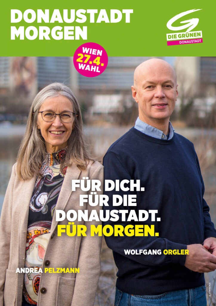 Die beiden Spitzenkandidat:innen Andrea Pelzmann und Wolfgang Orgler